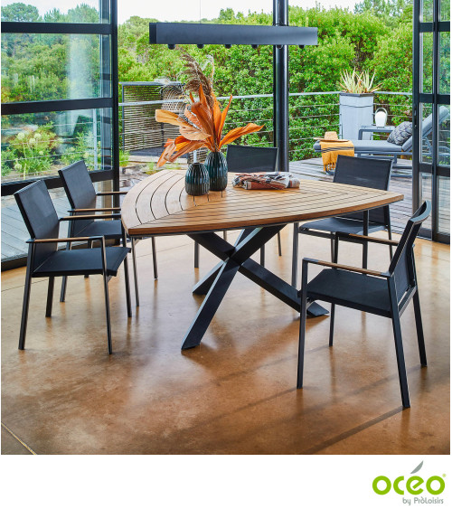 Table triangle FERRONE 170 plateau teck FSC® Coloris:Châssis Graphite / Plateau Teck FSC®   Eco-participation :Prix de vente com