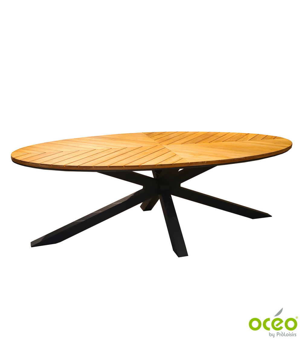 Table ovale FERRONE 240 plateau teck FSC® Coloris:Châssis Graphite / Plateau Teck FSC®   Eco-participation :Prix de vente compre