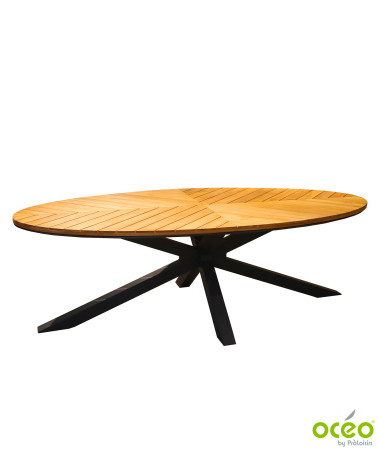 Table ovale FERRONE 240 plateau teck FSC® Coloris:Châssis Graphite / Plateau Teck FSC®   Eco-participation :Prix de vente compre