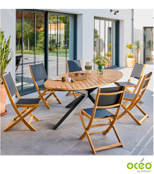 Table ovale FERRONE 240 plateau teck FSC® Coloris:Châssis Graphite / Plateau Teck FSC®   Eco-participation :Prix de vente compre