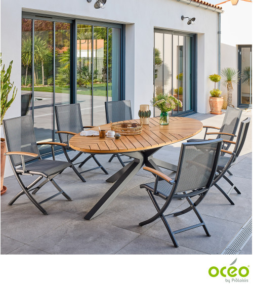 Table ovale FERRONE 240 plateau teck FSC® Coloris:Châssis Graphite / Plateau Teck FSC®   Eco-participation :Prix de vente compre