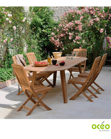 Chaise de jardin RIAS Coloris:Châssis Teck / Assise Teck  Eco-participation :Prix de vente comprenant l' éco-participation de 0,