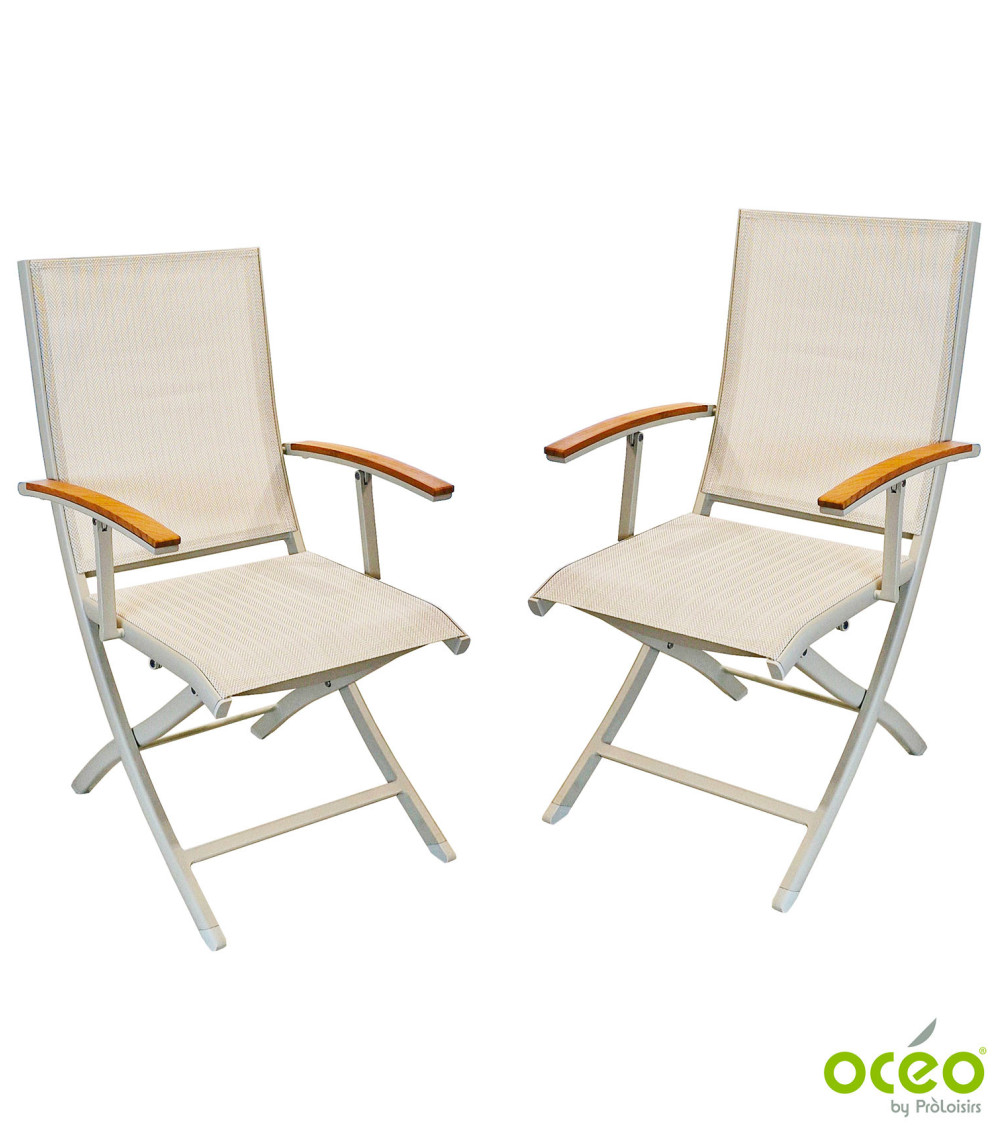 Fauteuil pliant TREVISE Coloris:Châssis Crème / Assise Chevron crème  Eco-participation :Prix de vente comprenant l' éco-partici