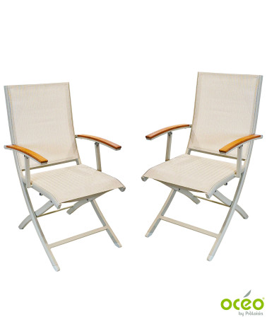 Fauteuil pliant TREVISE Coloris:Châssis Crème / Assise Chevron crème  Eco-participation :Prix de vente comprenant l' éco-partici
