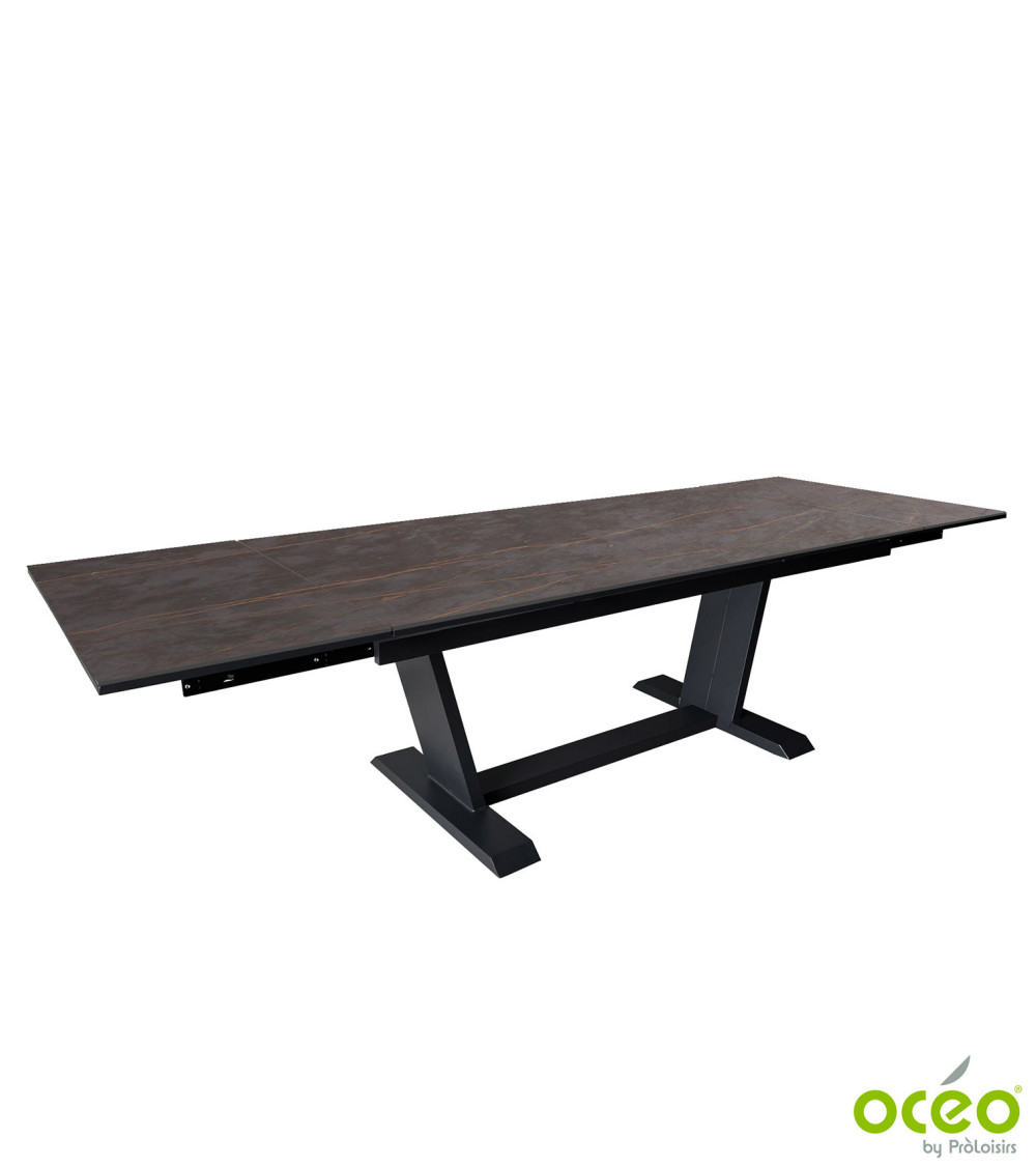 Table AMBER 180/230/280 Plateau Dekton® Coloris:Châssis Graphite/Plateau Dekton® Laurent  Eco-participation :Prix de vente compr