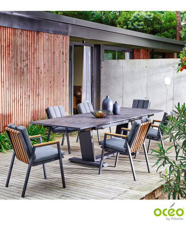 Table AMBER 180/230/280 Plateau Dekton® Coloris:Châssis Graphite/Plateau Dekton® Laurent  Eco-participation :Prix de vente compr