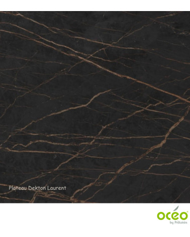 Table AMBER 180/230/280 Plateau Dekton® Coloris:Châssis Graphite/Plateau Dekton® Laurent  Eco-participation :Prix de vente compr