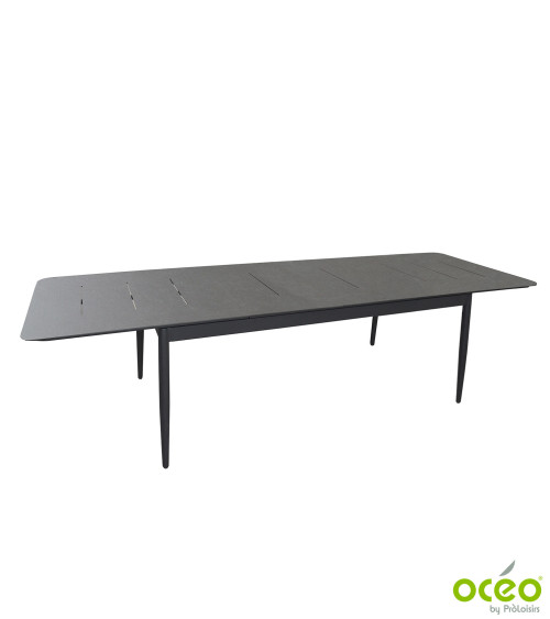 TABLE DUBLIN 200/250/300 PLATEAU TRESPA® Coloris:Châssis Graphite/Plateau Trespa® Stone Black  Eco-participation :Prix de vente 
