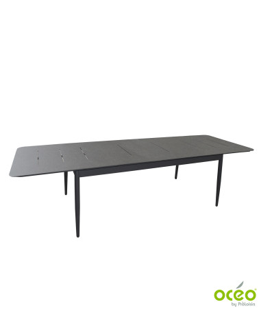 TABLE DUBLIN 200/250/300 PLATEAU TRESPA® Coloris:Châssis Graphite/Plateau Trespa® Stone Black  Eco-participation :Prix de vente 