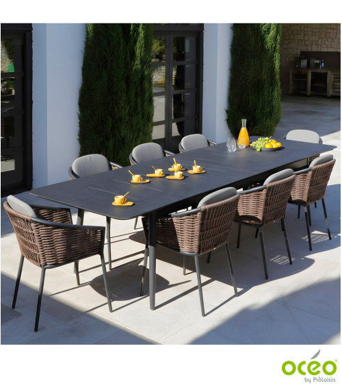 TABLE DUBLIN 200/250/300 PLATEAU TRESPA® Coloris:Châssis Graphite/Plateau Trespa® Stone Black  Eco-participation :Prix de vente 