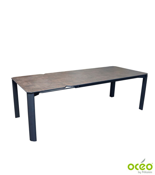 Table DOELAN II 180/240 plateau HPL Coloris:Châssis Graphite/Plateau Fundermax® Bambou  Eco-participation :Prix de vente compren