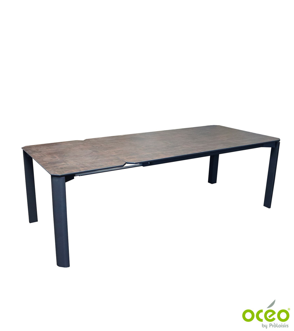 Table DOELAN II 180/240 plateau HPL Coloris:Châssis Graphite/Plateau Fundermax® Bambou  Eco-participation :Prix de vente compren