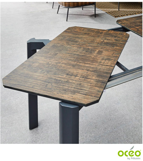 Table DOELAN II 180/240 plateau HPL Coloris:Châssis Graphite/Plateau Fundermax® Bambou  Eco-participation :Prix de vente compren