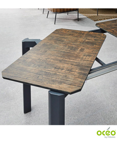 Table DOELAN II 180/240 plateau HPL Coloris:Châssis Graphite/Plateau Fundermax® Bambou  Eco-participation :Prix de vente compren