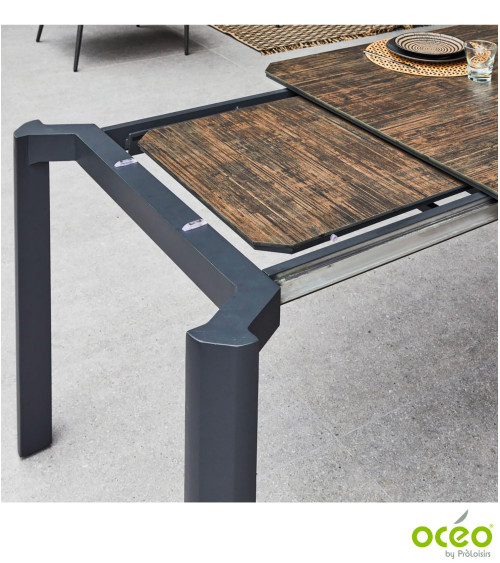 Table DOELAN II 180/240 plateau HPL Coloris:Châssis Graphite/Plateau Fundermax® Bambou  Eco-participation :Prix de vente compren