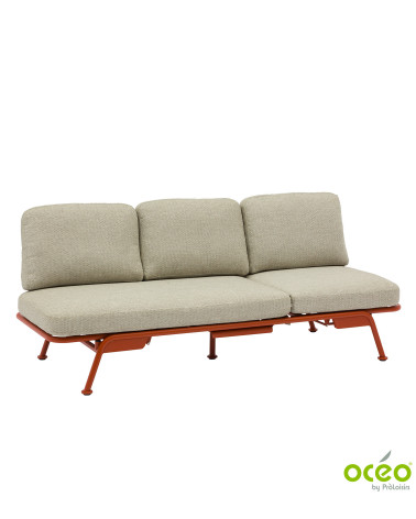 Sofa SUNSET Coloris:Châssis Terra Cotta / Coussin chiné gris  Eco-participation :Prix de vente comprenant l' éco-participation d