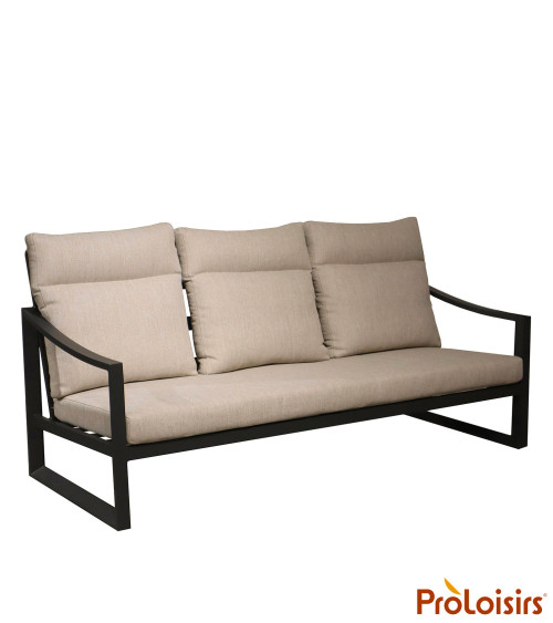 Canapé PRADO 3 places Coloris:Châssis Graphite / Assise Beige  Eco-participation :Prix de vente comprenant l' éco-participation 