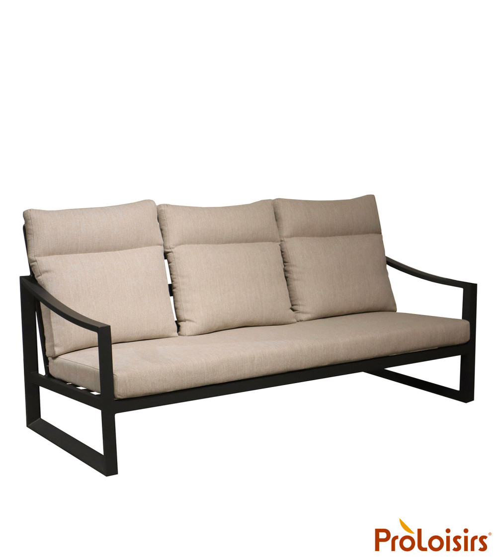 Canapé PRADO 3 places Coloris:Châssis Graphite / Assise Beige  Eco-participation :Prix de vente comprenant l' éco-participation 