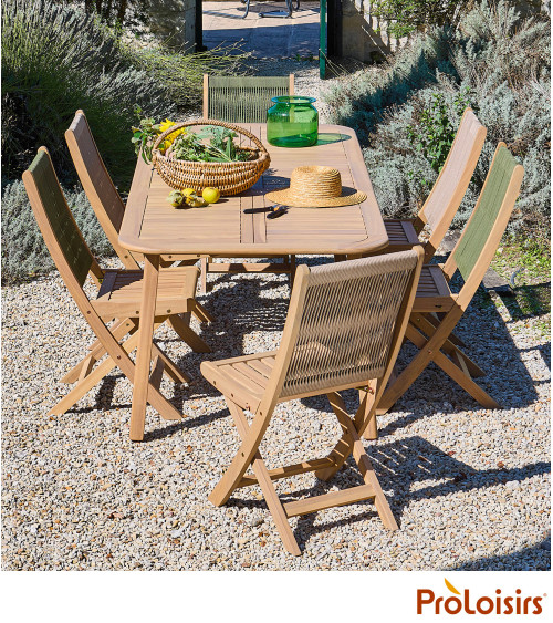 Table MONACO 160/210 Coloris:Châssis Acacia/Plateau Acacia  Eco-participation :Prix de vente comprenant l' éco-participation de 