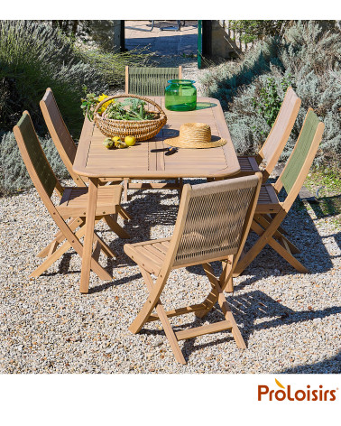 Table MONACO 160/210 Coloris:Châssis Acacia/Plateau Acacia  Eco-participation :Prix de vente comprenant l' éco-participation de 