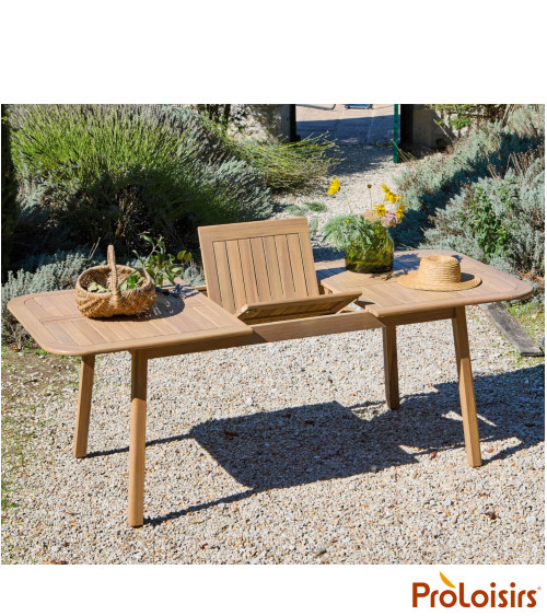 Table MONACO 160/210 Coloris:Châssis Acacia/Plateau Acacia  Eco-participation :Prix de vente comprenant l' éco-participation de 
