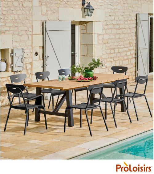 Table VANCOUVER 240 plateau Eucalyptus FSC® Coloris:Châssis Graphite / Plateau Eucalyptus FSC®   Eco-participation :Prix de vent