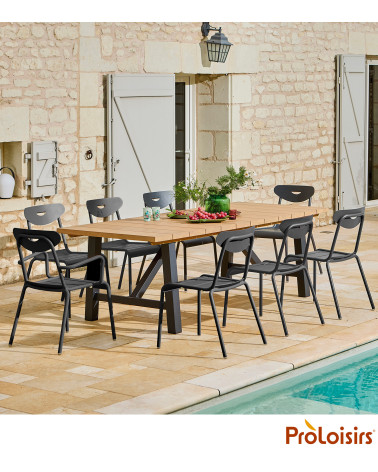 Table VANCOUVER 240 plateau Eucalyptus FSC® Coloris:Châssis Graphite / Plateau Eucalyptus FSC®   Eco-participation :Prix de vent