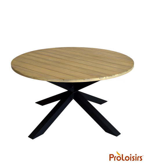 Table ronde ORIANE 140 plateau acacia FSC® Coloris:Châssis Graphite / Plateau Acacia FSC®   Eco-participation :Prix de vente com