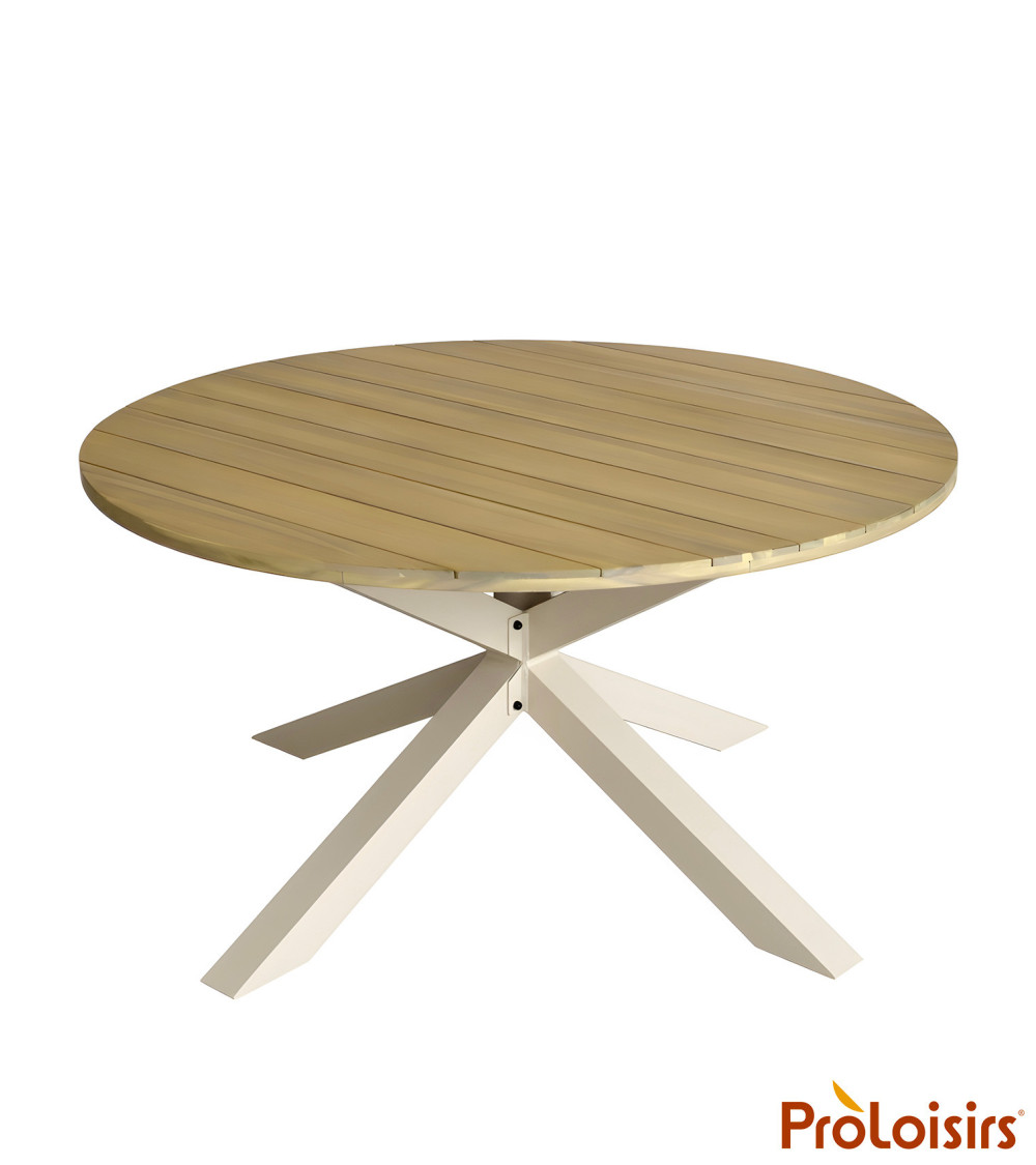 Table ronde ORIANE 140 plateau acacia FSC® Coloris:Châssis Crème / Plateau Acacia FSC®   Eco-participation :Prix de vente compre