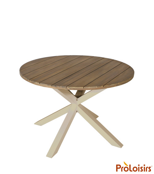 Table ORIANE 112 plateau acacia FSC® Coloris:Châssis Crème / Plateau Acacia FSC®   Eco-participation :Prix de vente comprenant l