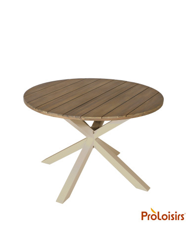 Table ORIANE 112 plateau acacia FSC® Coloris:Châssis Crème / Plateau Acacia FSC®   Eco-participation :Prix de vente comprenant l