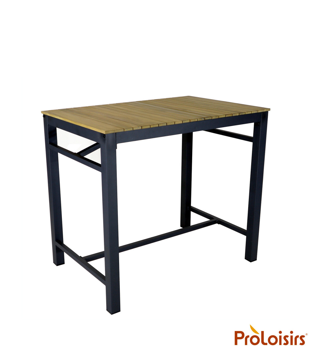 TABLE HAUTE ORLANDO Coloris:Châssis Graphite / Plateau Acacia FSC®   Eco-participation :Prix de vente comprenant l' éco-particip