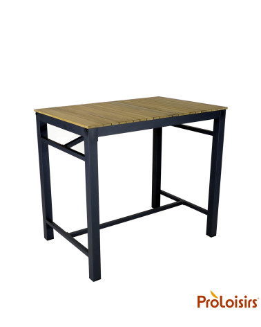TABLE HAUTE ORLANDO Coloris:Châssis Graphite / Plateau Acacia FSC®   Eco-participation :Prix de vente comprenant l' éco-particip