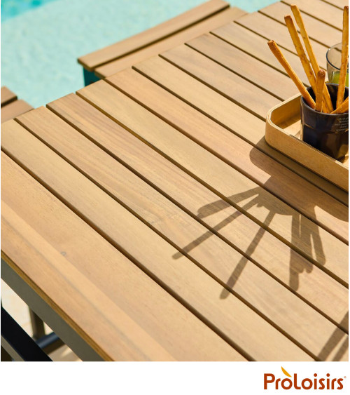TABLE HAUTE ORLANDO Coloris:Châssis Graphite / Plateau Acacia FSC®   Eco-participation :Prix de vente comprenant l' éco-particip
