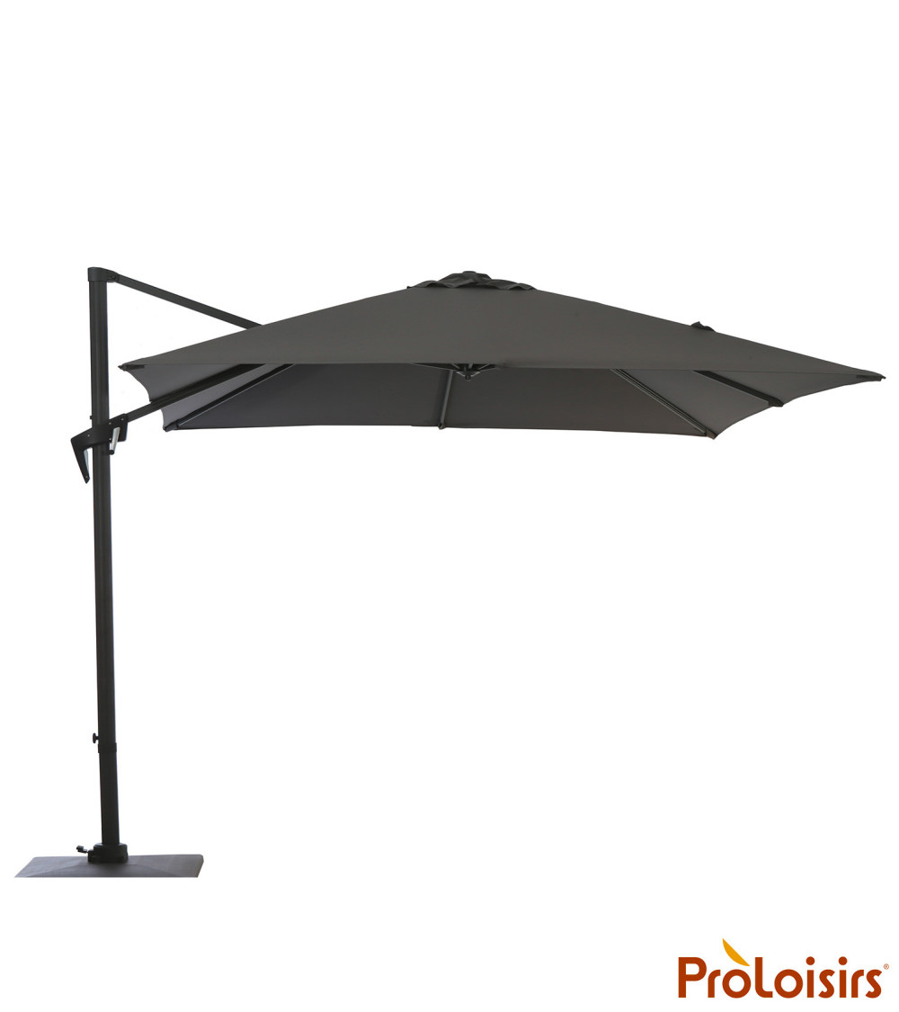 Parasol déporté ROMA 3x3 Coloris:Mât Grey / Toile Gris  Eco-participation :Prix de vente comprenant l' éco-participation de 0,11