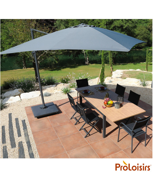 Parasol déporté ROMA 3x3 Coloris:Mât Grey / Toile Gris  Eco-participation :Prix de vente comprenant l' éco-participation de 0,11