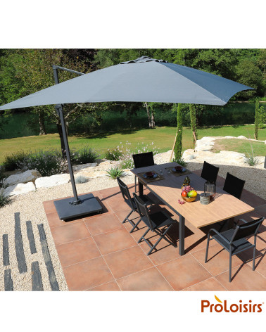 Parasol déporté ROMA 3x3 Coloris:Mât Grey / Toile Gris  Eco-participation :Prix de vente comprenant l' éco-participation de 0,11