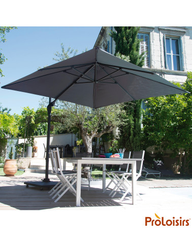 Parasol déporté ROMA 3x3 Coloris:Mât Grey / Toile Gris  Eco-participation :Prix de vente comprenant l' éco-participation de 0,11