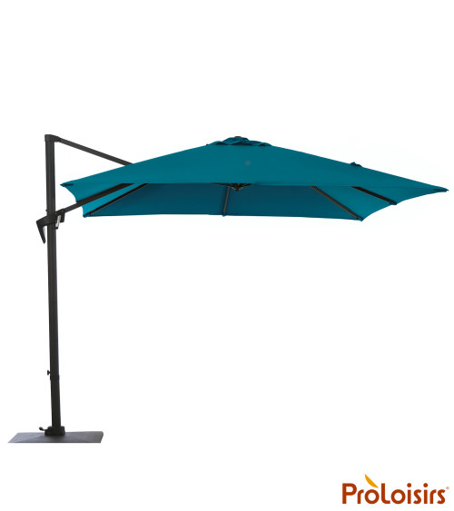 Parasol déporté ROMA 3x3 Coloris:Mât Grey / Toile Bleu  Eco-participation :Prix de vente comprenant l' éco-participation de 0,11
