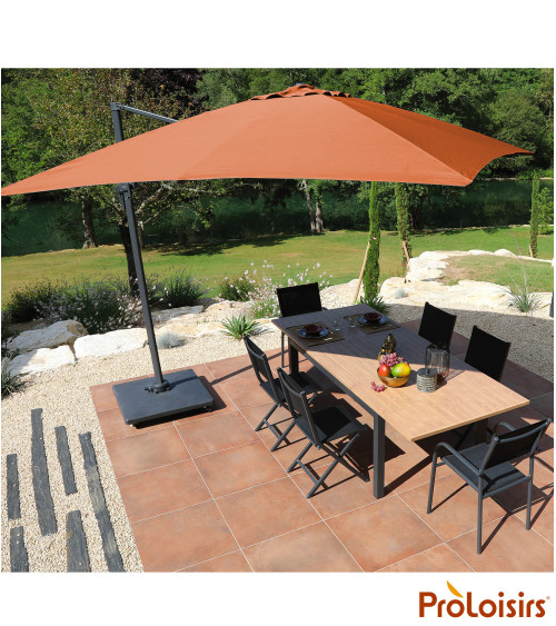 Parasol déporté ROMA 3x3 Coloris:Mât Grey / Toile Sienne  Eco-participation :Prix de vente comprenant l' éco-participation de 0,