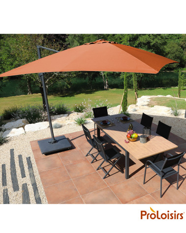 Parasol déporté ROMA 3x3 Coloris:Mât Grey / Toile Sienne  Eco-participation :Prix de vente comprenant l' éco-participation de 0,