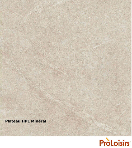 Table VITA 180/240 plateau lames HPL Fundermax® Coloris:Châssis Crème/Plateau HPL Minéral  Eco-participation :Prix de vente comp