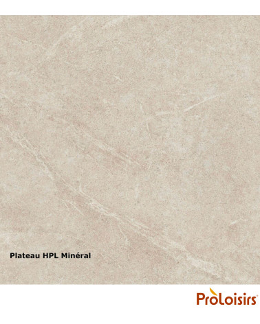 Table VITA 180/240 plateau lames HPL Fundermax® Coloris:Châssis Crème/Plateau HPL Minéral  Eco-participation :Prix de vente comp