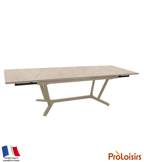 Table VITA 180/230/280 plateau HPL Coloris:Châssis Crème/Plateau HPL Minéral  Eco-participation :Prix de vente comprenant l' éco