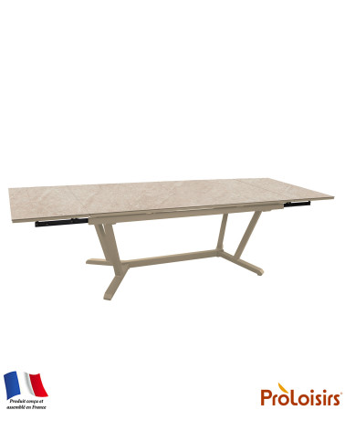 Table VITA 180/230/280 plateau HPL Coloris:Châssis Crème/Plateau HPL Minéral  Eco-participation :Prix de vente comprenant l' éco
