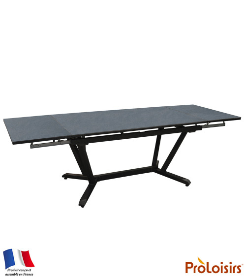 Table VITA 180/230/280 plateau HPL Coloris:Châssis Graphite/Plateau HPL Béton  Eco-participation :Prix de vente comprenant l' éc