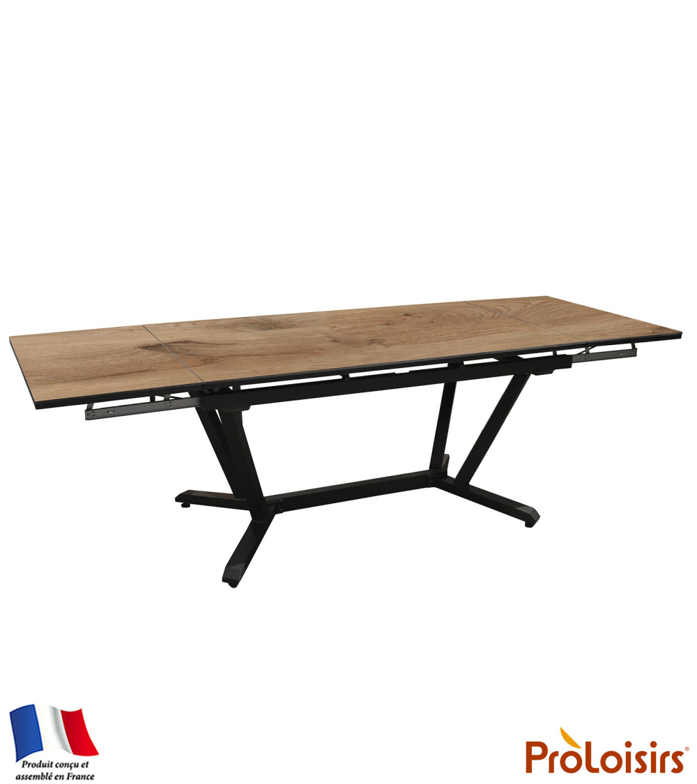 Table VITA 180/230/280 plateau HPL Coloris:Châssis Graphite/Plateau HPL Bois  Eco-participation :Prix de vente comprenant l' éco