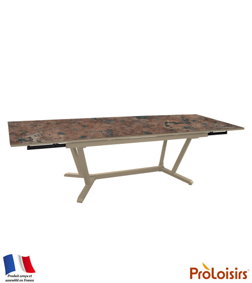 Table VITA 180/230/280 plateau HPL Coloris:Châssis Crème/Plateau HPL Rust  Eco-participation :Prix de vente comprenant l' éco-pa