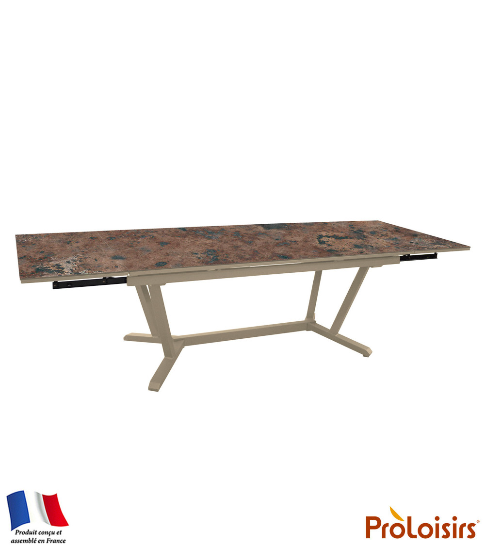 Table VITA 180/230/280 plateau HPL Coloris:Châssis Crème/Plateau HPL Rust  Eco-participation :Prix de vente comprenant l' éco-pa