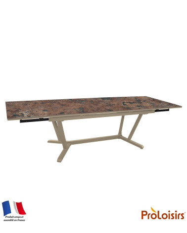 Table VITA 180/230/280 plateau HPL Coloris:Châssis Crème/Plateau HPL Rust  Eco-participation :Prix de vente comprenant l' éco-pa